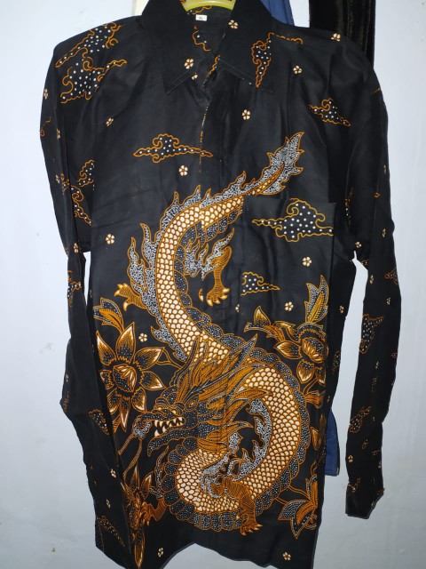 Kemeja Batik Cowok Batik Pria Hitam Manis Bswart