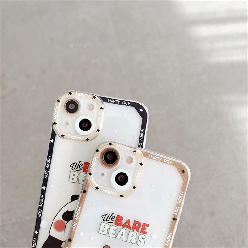 Soft Case Silikon Motif Kartun Beruang Untuk Compatible for iPhone 11 Pro Max iPhone 14 13 12 Pro Max X Xr Xs Max Se 2020 iPhone 7plus 8plus 8 7 6 6s plus Cartoon Bear Series Translucent Frame Soft Silicone Shockproof Phone Case