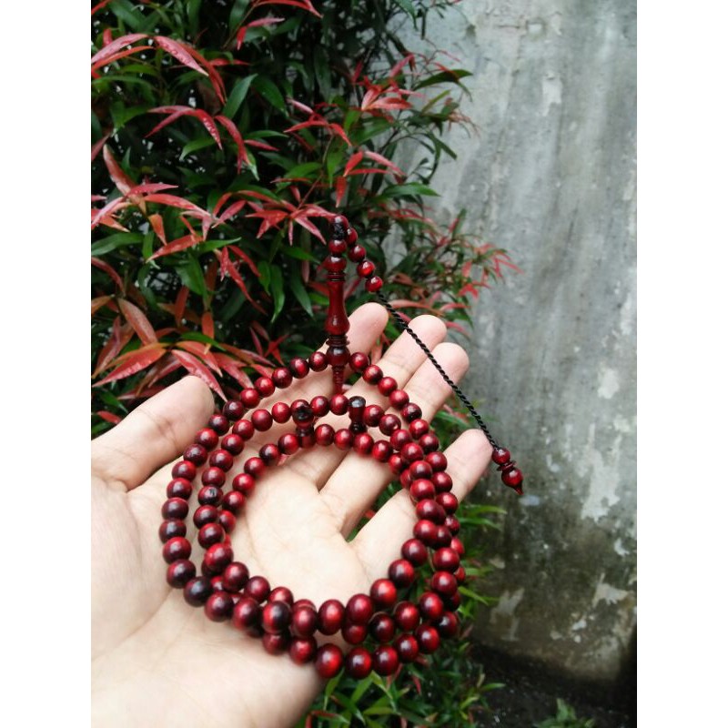 tasbih akar bahar tali arus isi 99 butir dim 6mm warna merah termurah berkualitas tasbih muslim