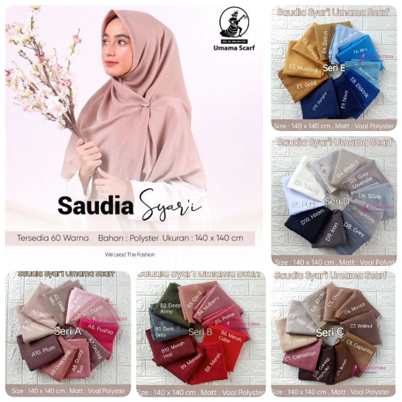 Segi Empat Saudia Syari by Umama Scarf - Jilbab Segi Empat Jumbo Syar'i bahan katun