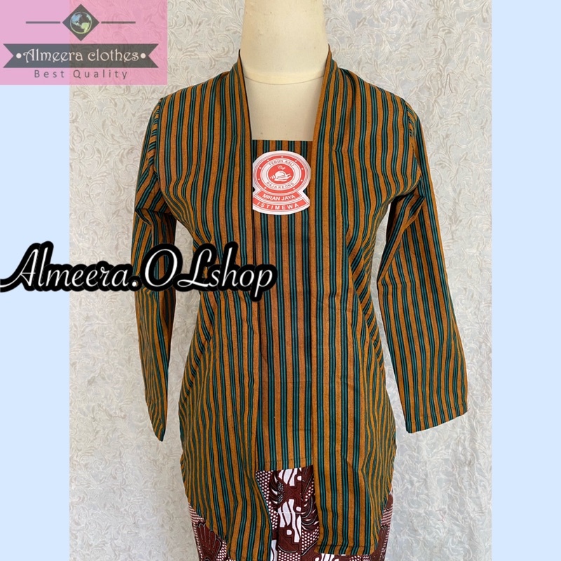 kebaya wanita kebaya lurik alusan warna hijau coklat muda raja keong istimewa