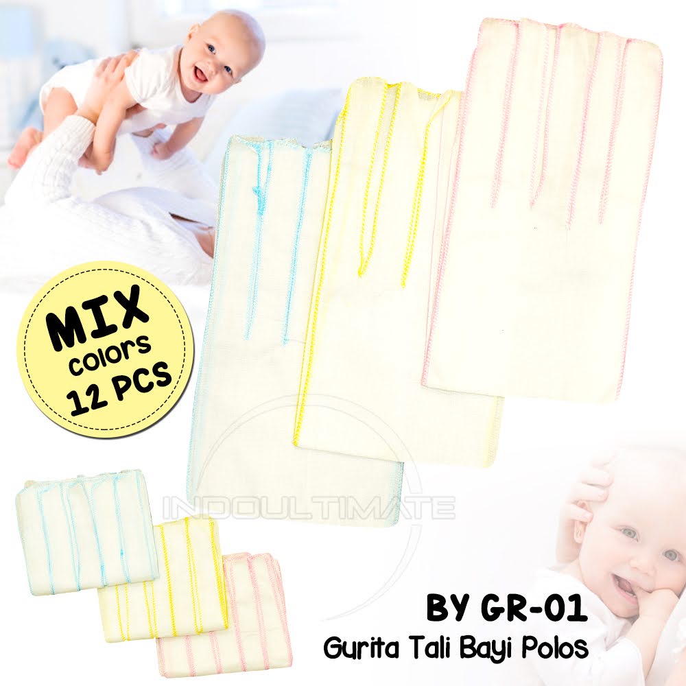 12 PCS Gurita Bayi Gurita Tali GR-01 Pakaian Grito Baru Lahir Baby New Born Gurita Ikat - MIX COLOUR