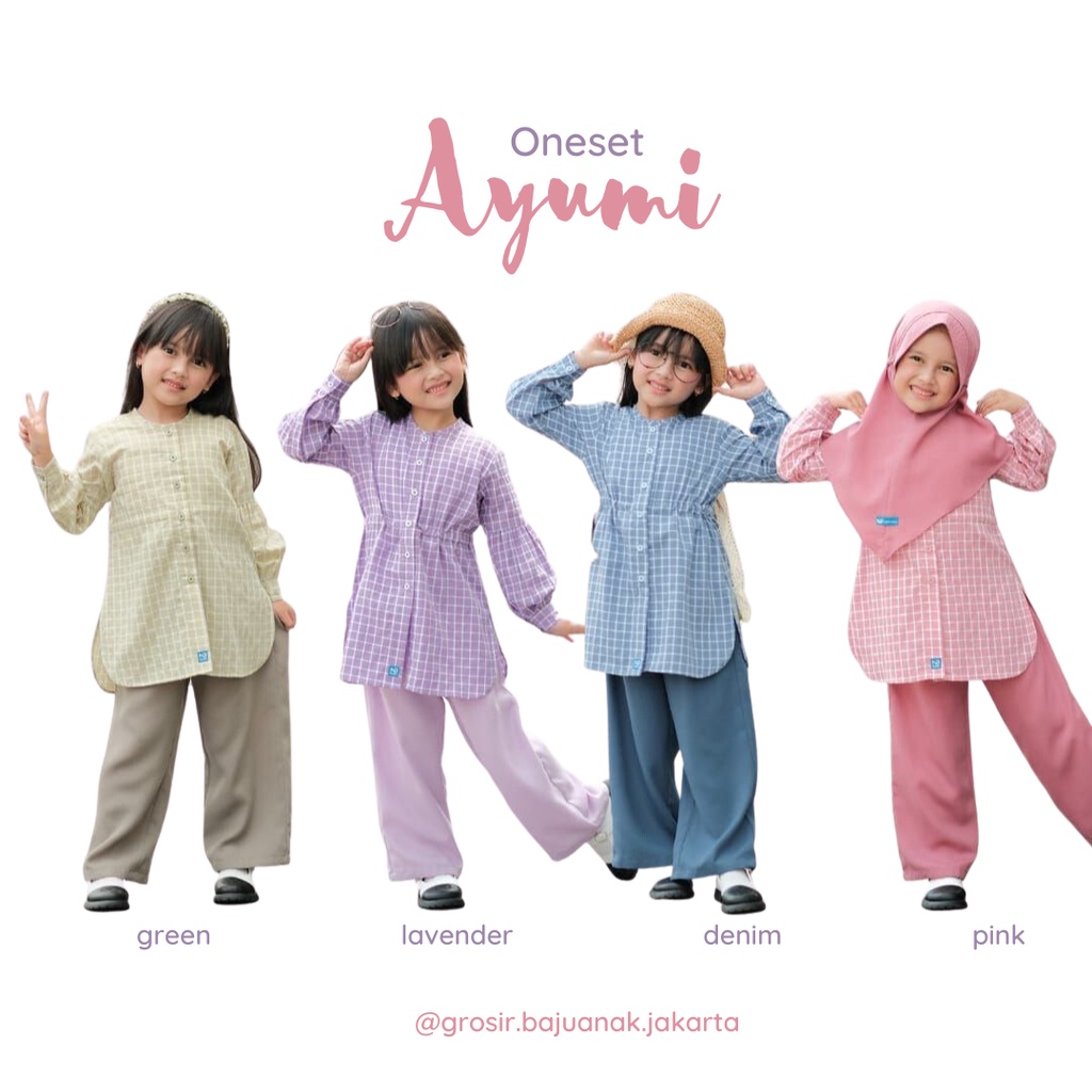 Oneset Anak Ayumi Setelah Baju Muslim Anak Perempuan Atasan Bawahan HIjab / Jilbab Nubi Nubintang Pi