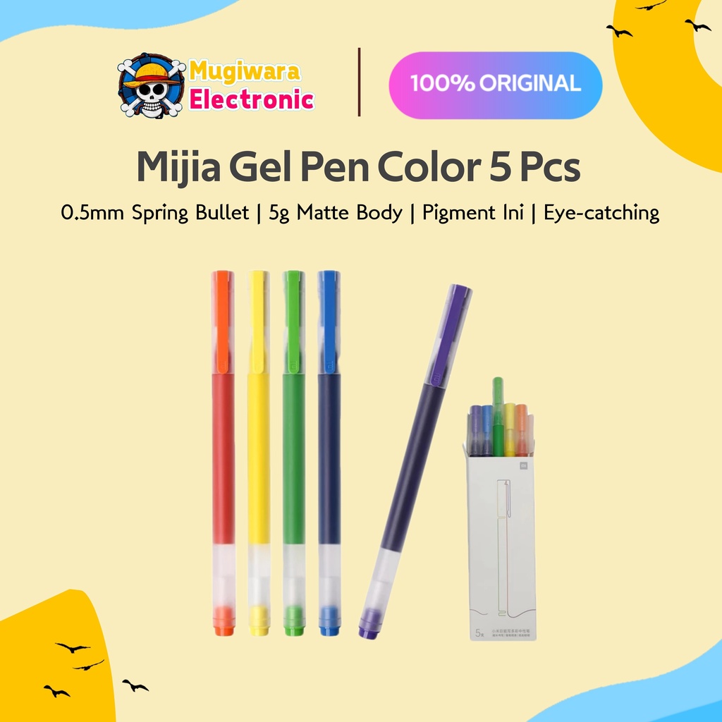 Mi Gel Pen Color 5 Pcs Pulpen Multiwarna