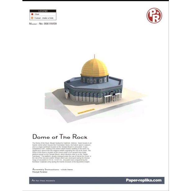 Papercraft Dome of The Rock (Masjidil Aqsa), paper replika build series paper replika jasa cetak pap