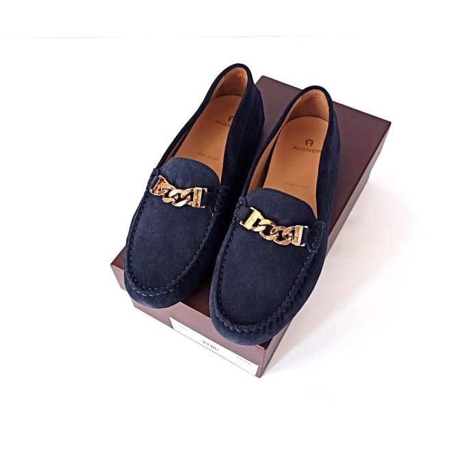 SEPATU LOAFERS PRIA SEPATU AIGNER MOCCASIN LOAFERS NAVY ORIGINAL SEPATU PRIA