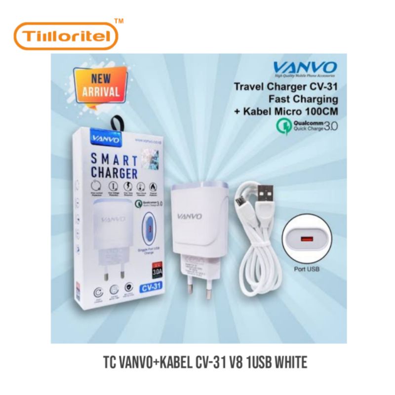 TC VANVO+KABEL CV-31 1USB WHITE