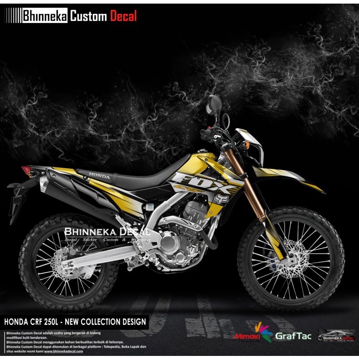 DECAL/STICKER CRF 250L DESIGN YELLOW FOX