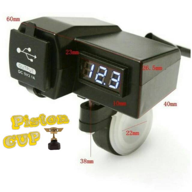 Voltmeter Charger USB Semua Motor - Voltmeter - Charger Hp Nmax Aerox - Voltmeter USB