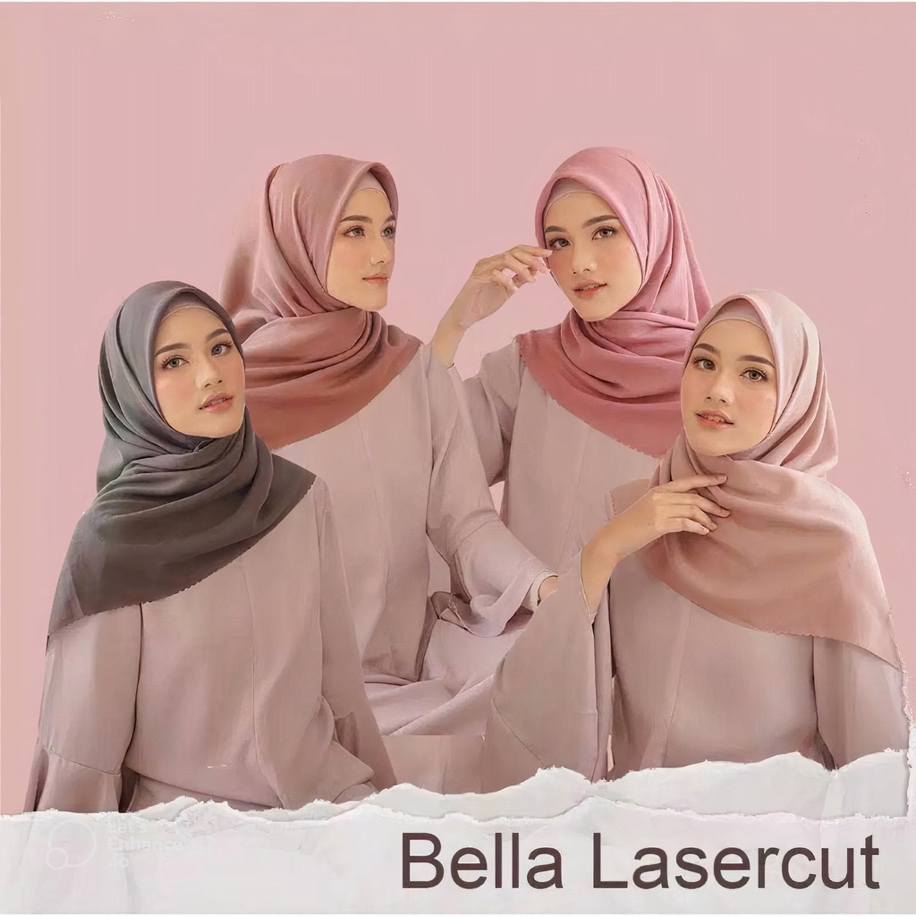 BISA GROSIR KERUDUNG JILBAB BELLA SQUARE LASERCUT SEGI EMPAT PREMIUM WARNA LENGKAP KERUDUNG POLLYCOTTON SOFT ADEM UKURAN 110 X 110 CM BISA COD