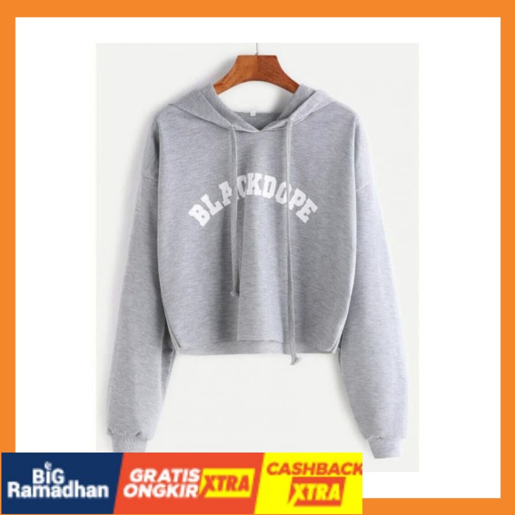 POLOS MOTIF MERAH PUTIH HITAM BIRU KUNING ASLI / Sweater Hoodie Crop BLACKDOPE