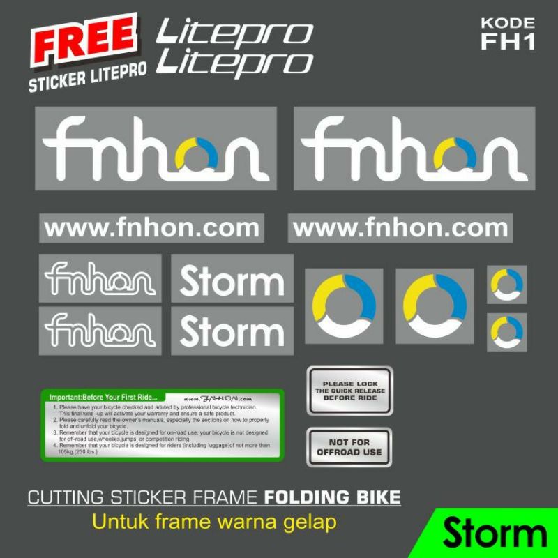 Cutting sticker Frame sepeda lipat  fnhon Storm premium quality