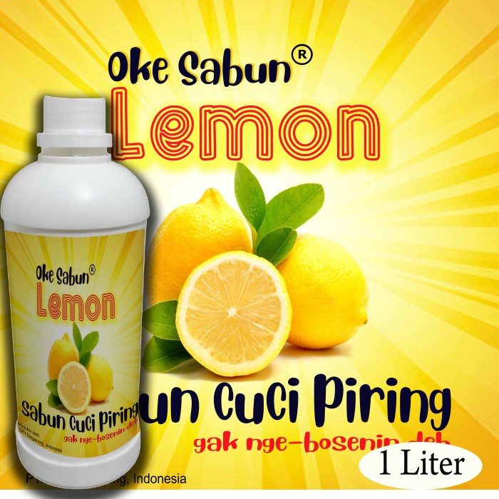 Sabun cuci piring 1 Liter lemon wangi segar New Formula sudah ada izin edar resmi by Oke sabun suplayer