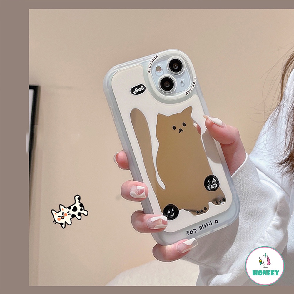 Soft Case TPU Tebal Shockproof Motif Bayi Kucing + Cermin Makeup Untuk IPhone 13 12 11 Pro Max