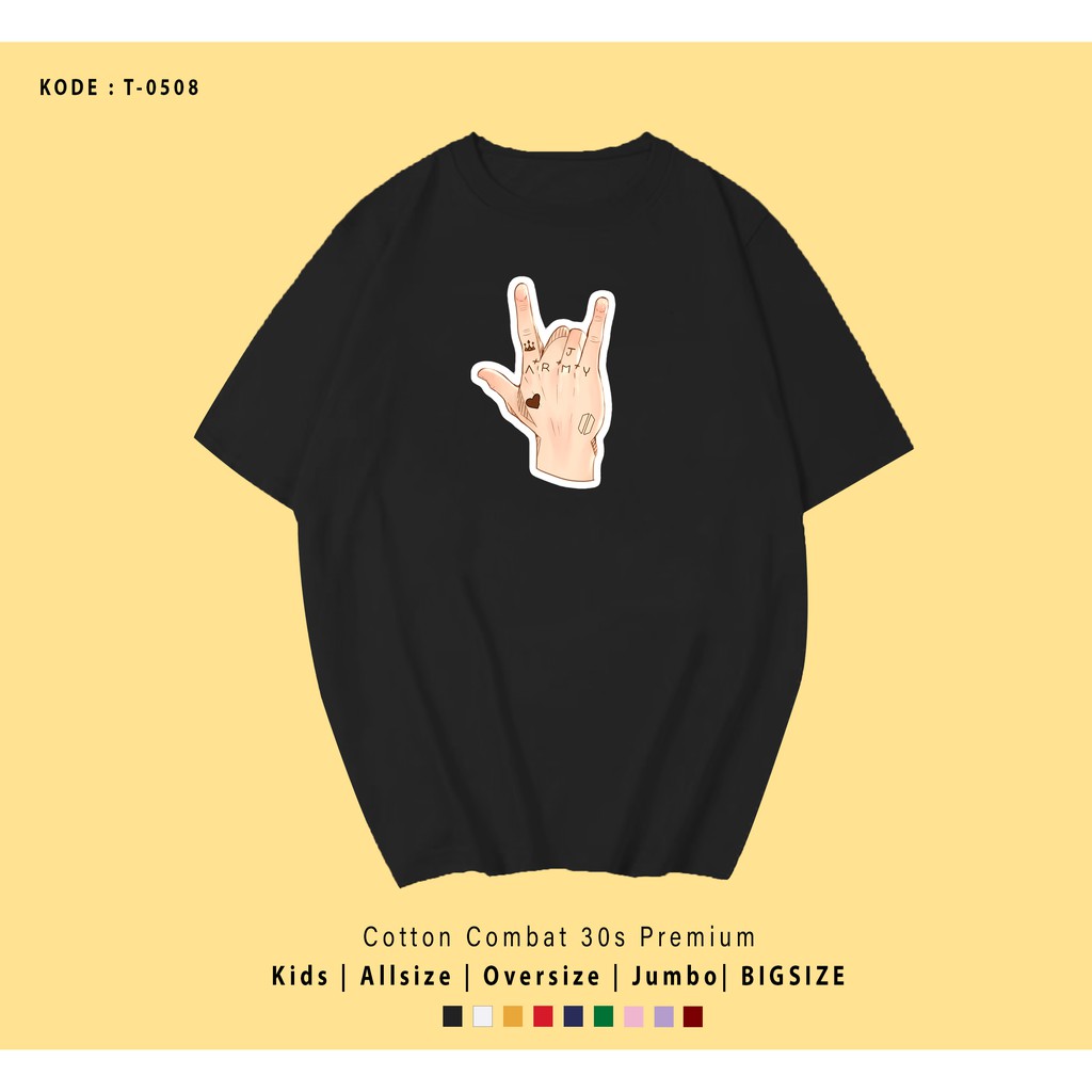 KAOS / T-SHIRT ARMY / HAND JUNGKOOK TATTOO / UNISEX COWOK CEWEK REAL