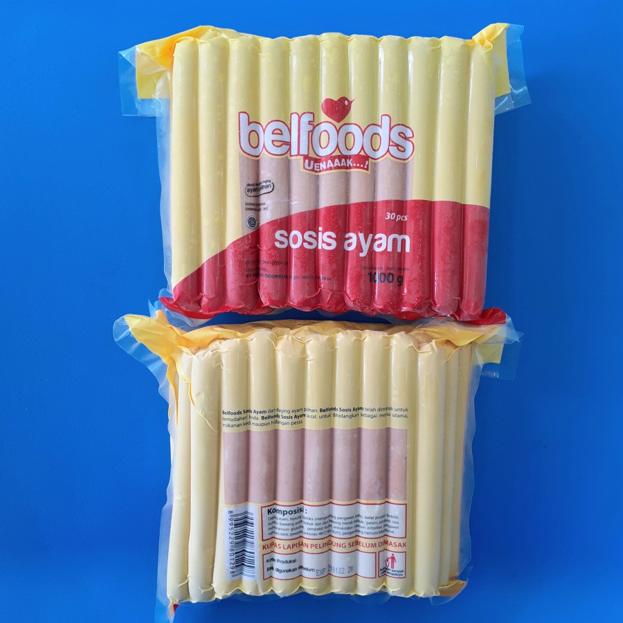 Sosis ayam BELFOODS uenak Panjang 1 kg - Isi 30 sosis