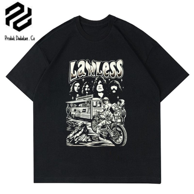 kaos LAWLESS JAKARTA tshirt distro baju band metal musik rock t-shirt hitam oversize rap tee lokal V