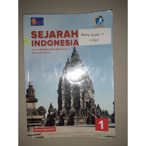 Buku Paket SMA Sejarah Indonesia Wajib Kelas X / 10 (Facil)