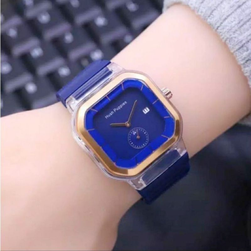 (Terima Cod) Jam Tangan Wanita Hushpuppies Sergi Jarum Strap Rubber Tanggal Aktif