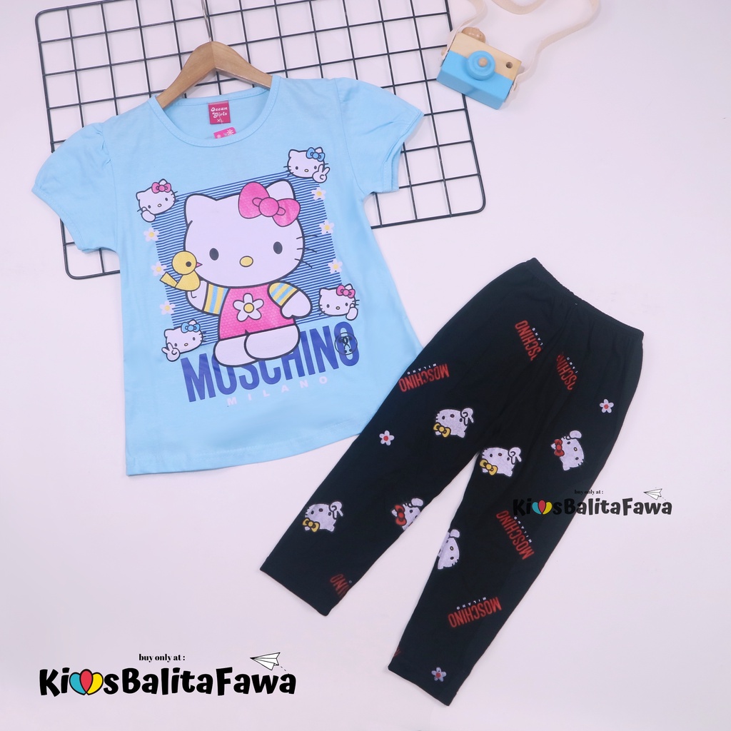 Setelan Hello Katty uk 3-4 Tahun / Baju Anak Karakter Legging Perempuan Murah Celana Panjang Import