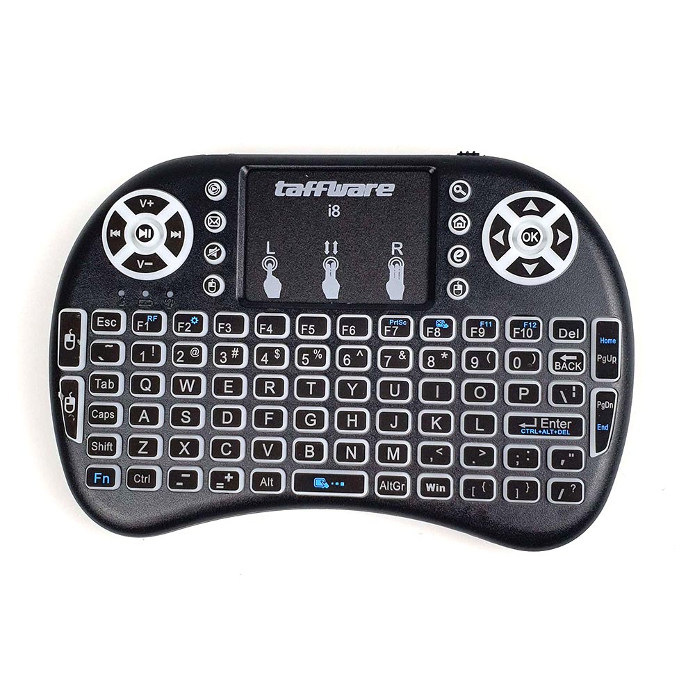 Taffware Air Mouse Wireless Mini Keyboard RGB 2.4GHz Dengan Touch Pad - I8 - Black