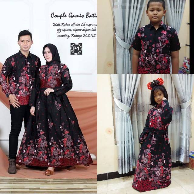 Paket Couple Keluarga Gamis Kemeja papa mama anak