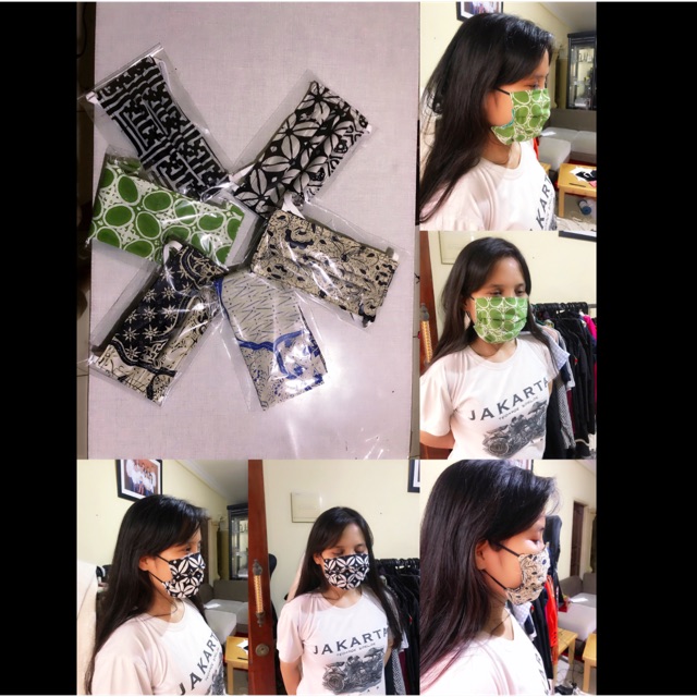 Masker Kain Motif Batik Katun Oxford Dua Lapis Tebal HEADLOOP dan EARLOOP