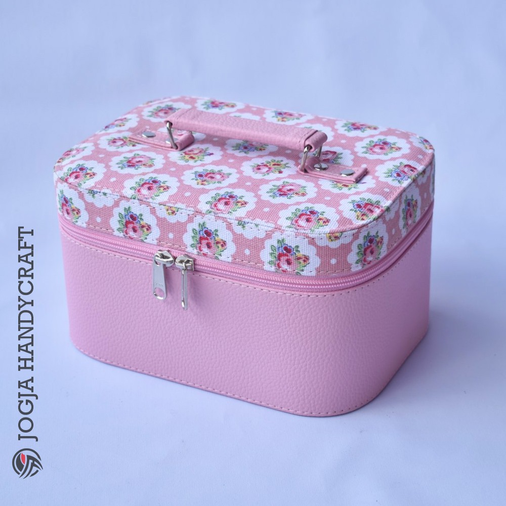 Tas Kosmetik CANTIK with tray portable Pink Shabby / Tempat Make up / Beauty case