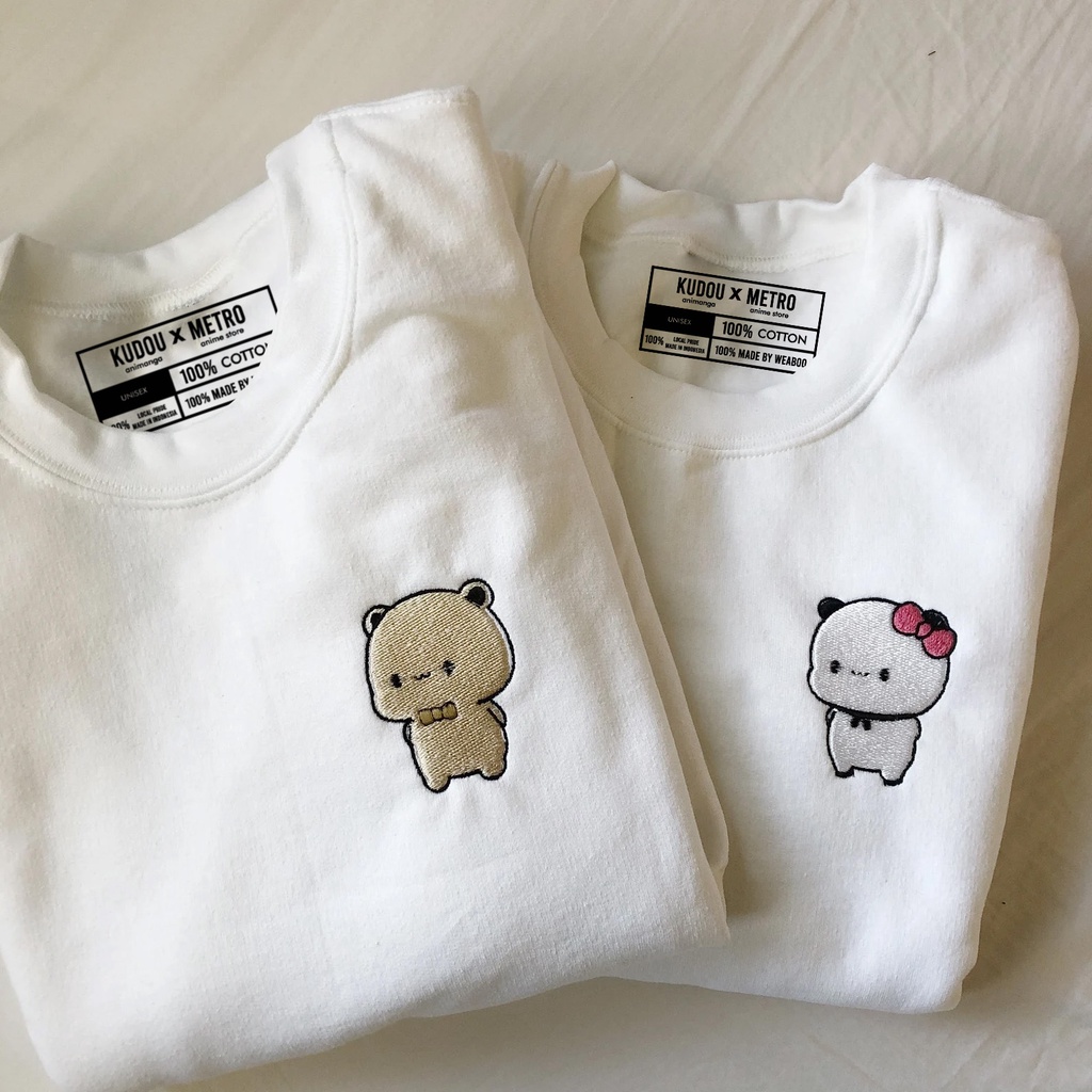 Crewneck Bear Panda Couple Embroidery We Bare Bears Cute Premium Unisex