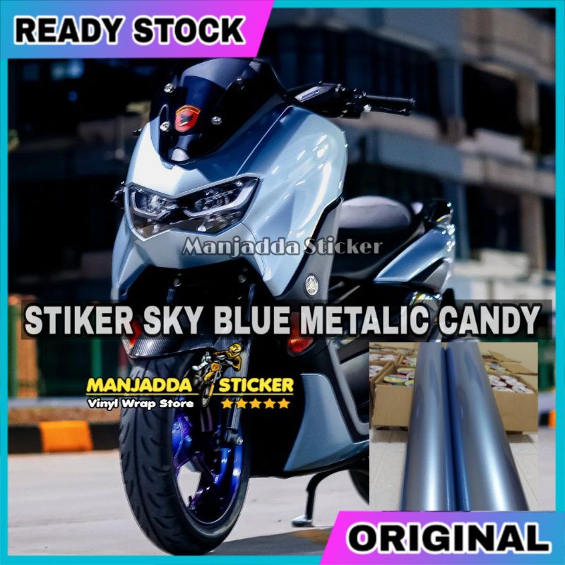 Stiker skotlet sky blue metalic candy kualitas premium super glossy ada lapisan pengaman