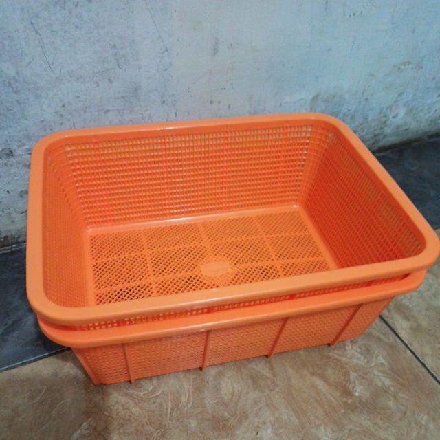Keranjang Plastik Peniris Buah-buahan Serbaguna Square Baket Small Bw-26 Tempat Sayuran Murah