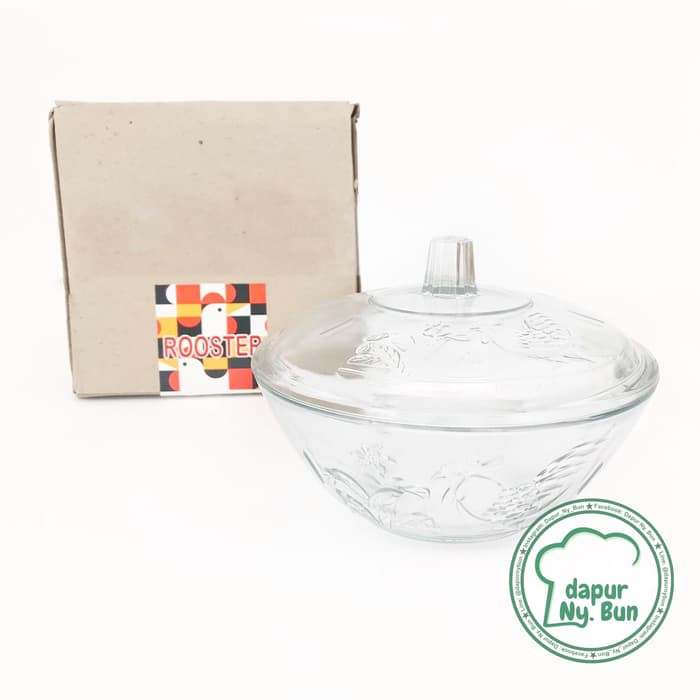 Mangkok + Tutup Kaca Rooster / Mangkok Sayur Bening Ayam Jago
