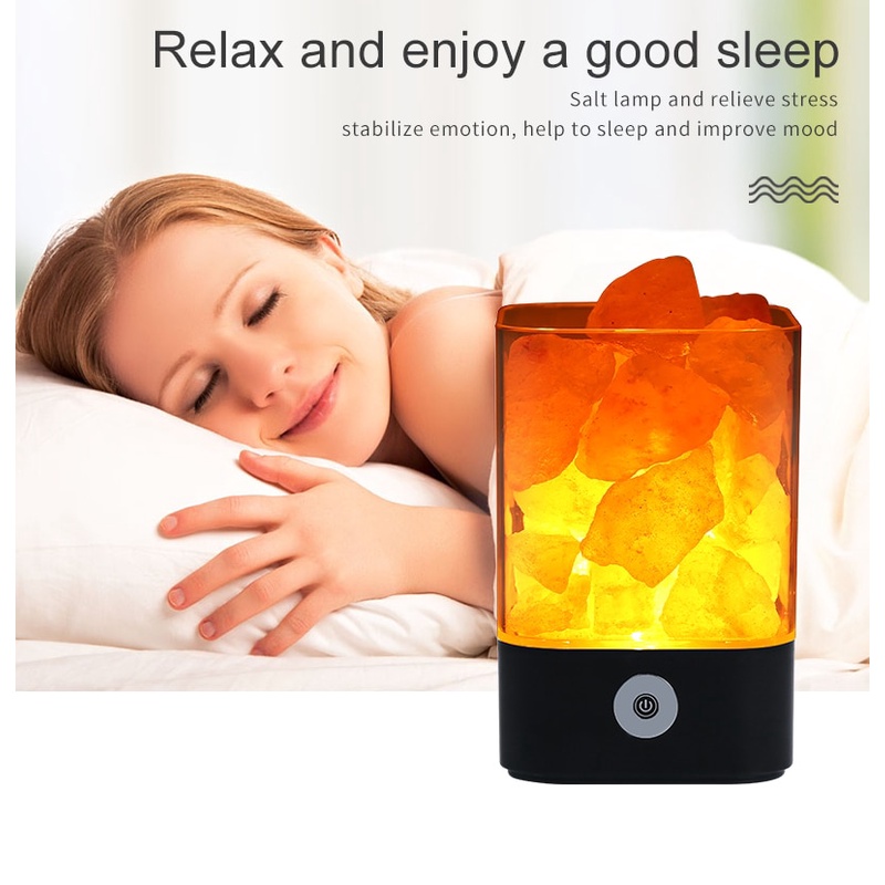 Lampu Tidur fitur membersihkan udara Lampu kesehatan dengan kristal Garam dari Himalaya, LED Crystal Salt Lamp of Himalaya Lava Lampu dekorasi kamar tidur Crystal Natural Himalayan Salt Lamp USB Led Multicolor Night Light Table Lava Lamps for Bedroom Beds