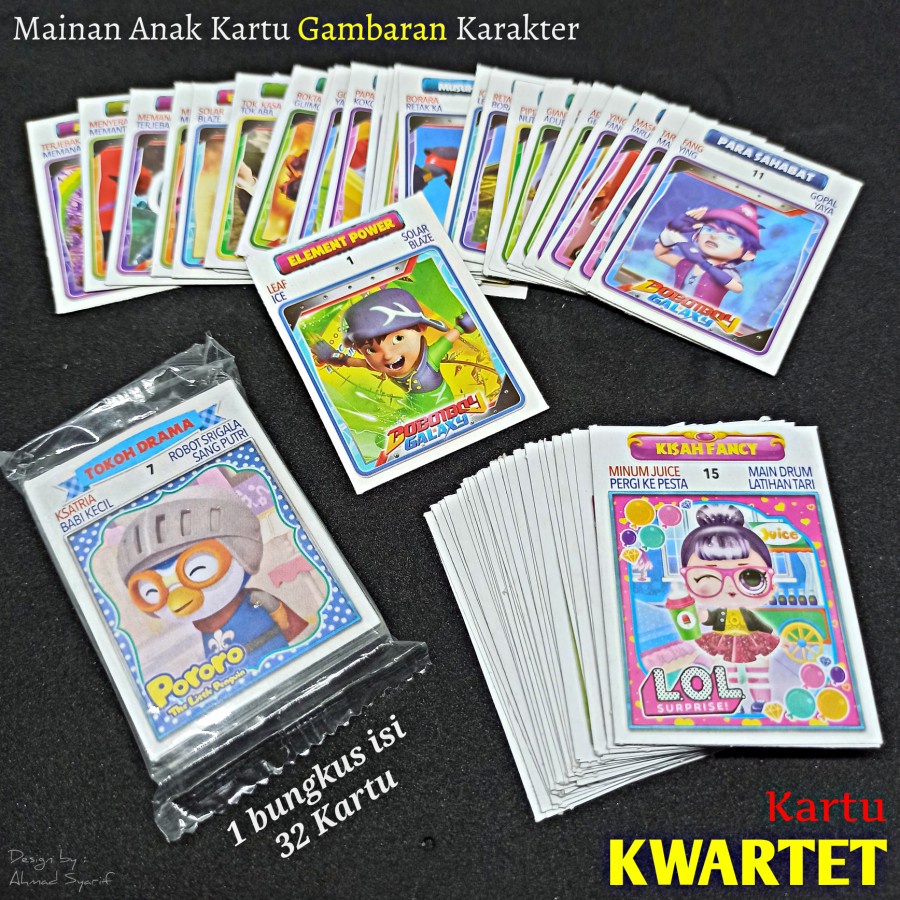 GROSIR KARTU KWARTET KARAKTER MAINAN ANAK KARTU GAMBARAN