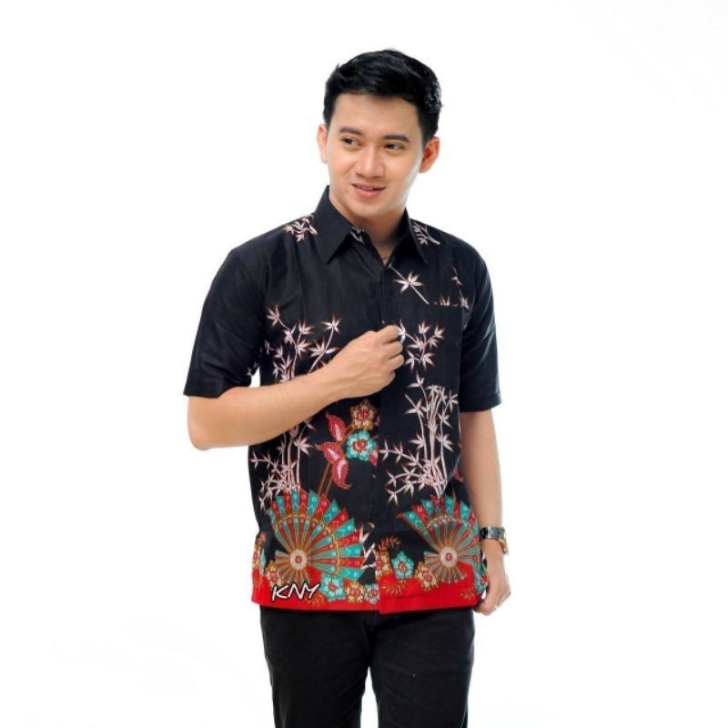 Couple Batik Atasan Pria Wanita M.l.xl Bahan Katun Hitam Merah Abu Sogan Coklat