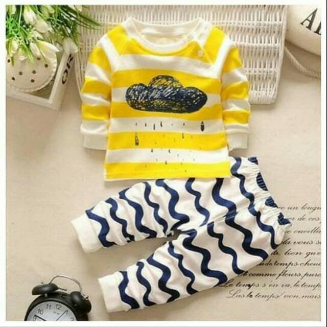 Piyama import anak kuning cloudy
