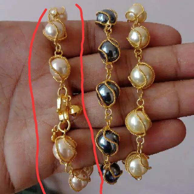 Gelang mutiara lapis emas