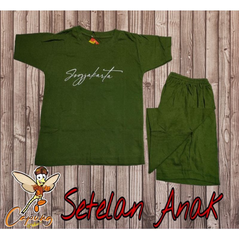 (COD) KAOS JOGJA SETELAN ANAK SABLON ORIGINALMERK CAPUNG ANAK-ANAK