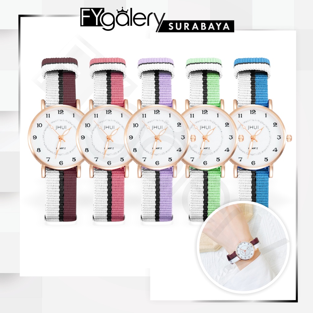 FYGALERYSURABAYA J183 Jam Tangan Analog Watch Canvas Strip