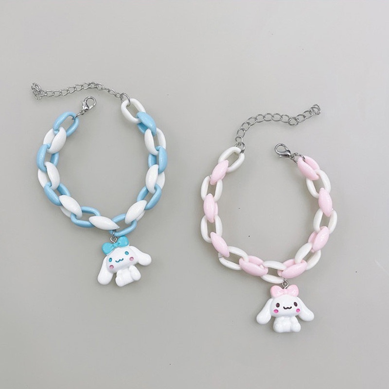 Zomi Gelang Tangan Pasangan / Pria / Wanita Desain Kartun Anjing Telinga Besar Warna Pink / Biru