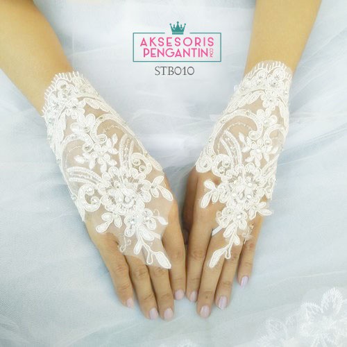 [BISA COD] SARUNG TANGAN RENDA FINGERLESS AKSESORIS PENGANTIN LACE STB010