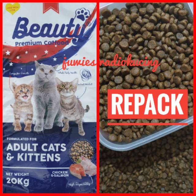 Beauty Cat Food Premium 1 Kg Chiken Salmon All Stages Semua Umur Adults Kittens Shopee Indonesia