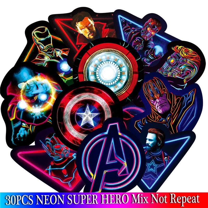 

(Gratis Ongkir) Neon Super Hero Stickers Marvel Sticker Skateboard Motorcycle Luggage Stickers For