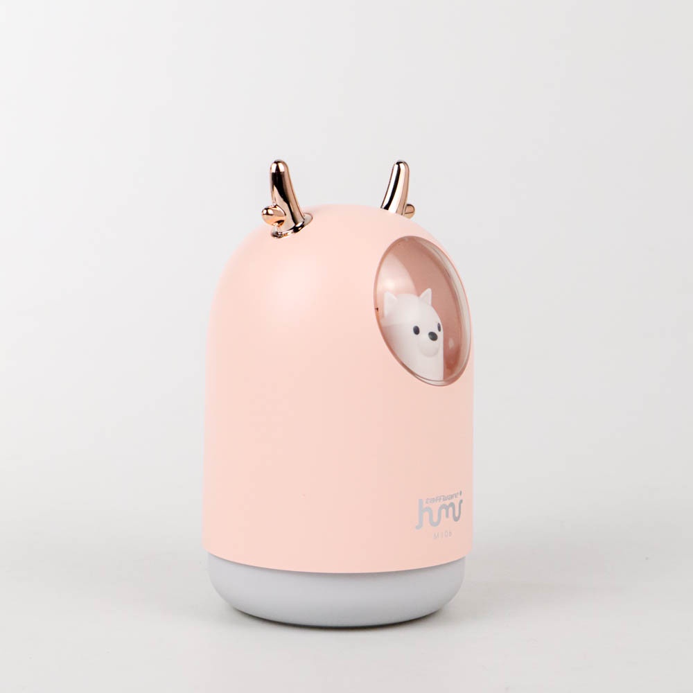 Air Humidifier Ultrasonic Aromatherapy Oil Diffuser RGB Pet Design 300ml - HUMI M106 - Pink