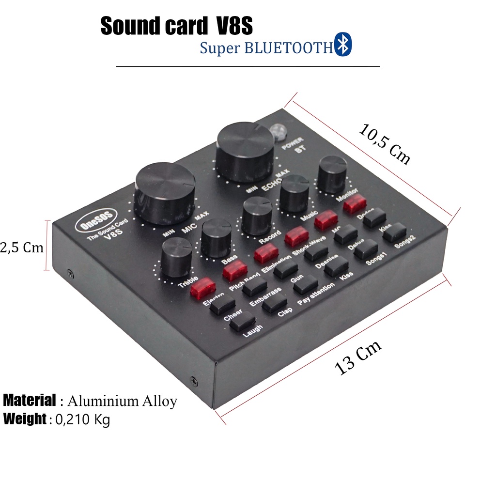 OneSOS Sound Card V8S | Sound Card V8S Plus Mixer SoundCard V8 MIXER Audio USB External Soundcard