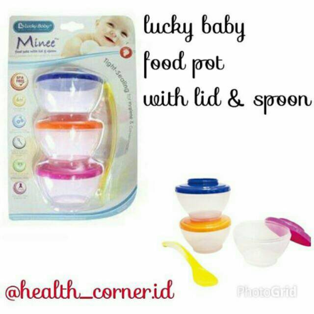 Lucky Baby Food Pots with lid &amp; spoon