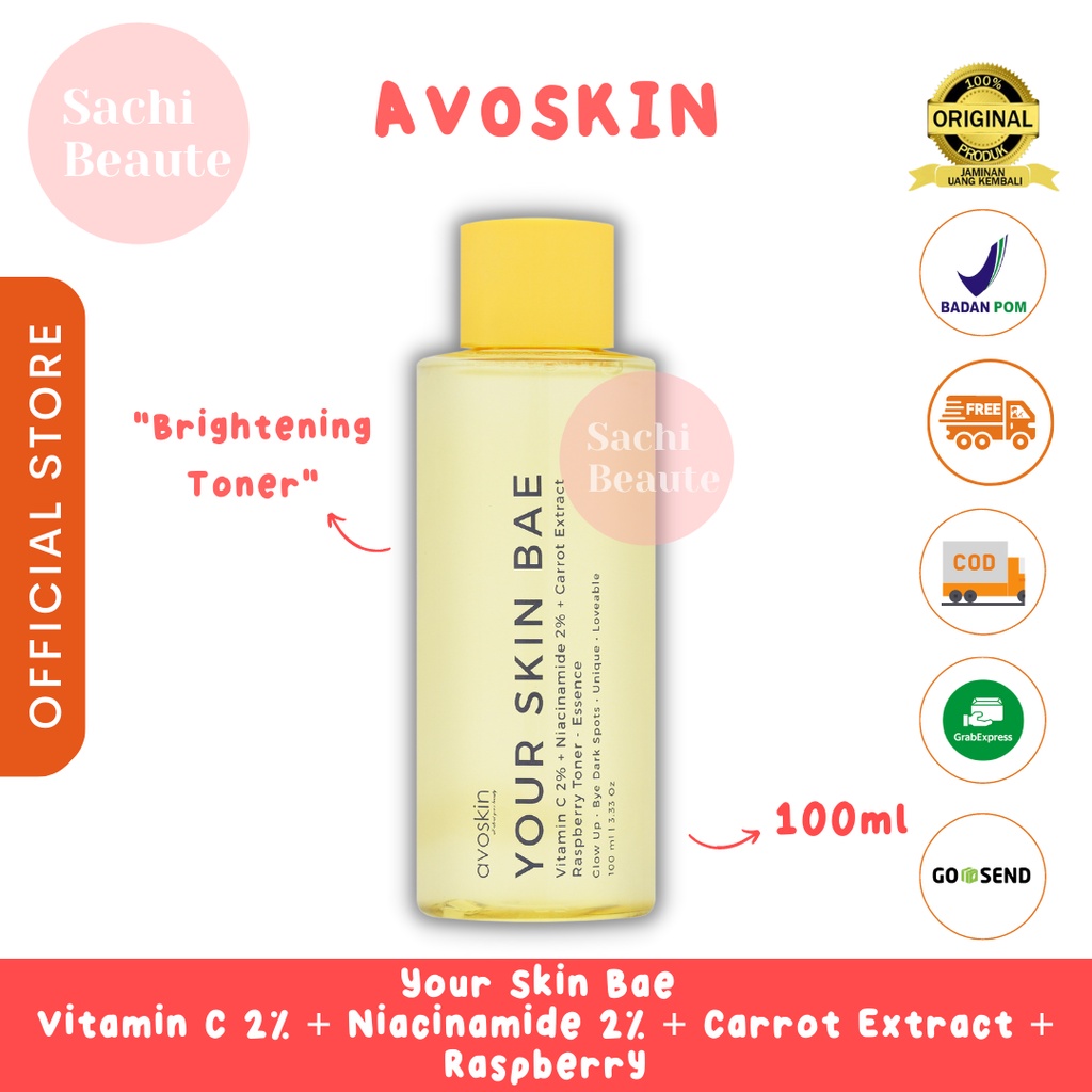 Avoskin Your Skin Bae Toner Vitamin C 2% + Niacinamide 2% + Carrot Extract + Raspberry Sachi Beaute