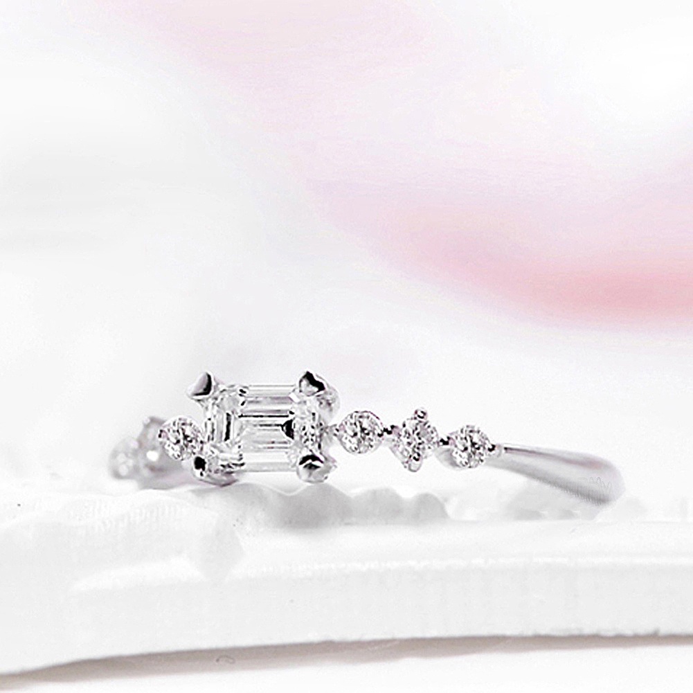 Hu Hu Hu Hu Hu Alat Bantu Pasang Kacamata♡ Cincin Wanita Hias Berlian Imitasi Bentuk Persegi Panjang Slim Untuk Pernikahanpertunanganhadiah