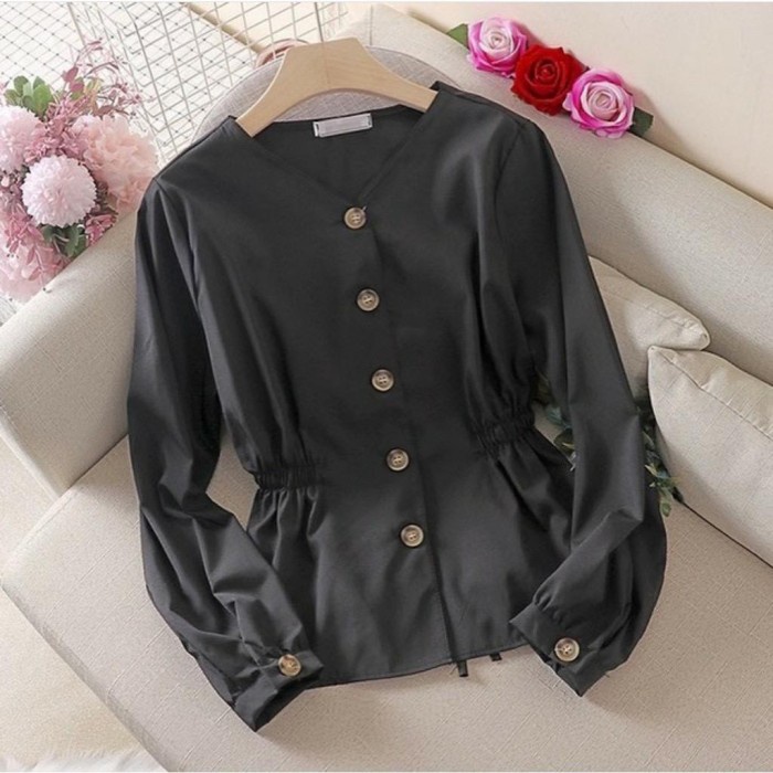 CS-( PRODUK HITS ) VIOLA BLOUSE BASIC TOP FULL KANCING HITS SELEBGRAM FASHION OOTD WANITA/BLOUSE MURAH/BLOUSE