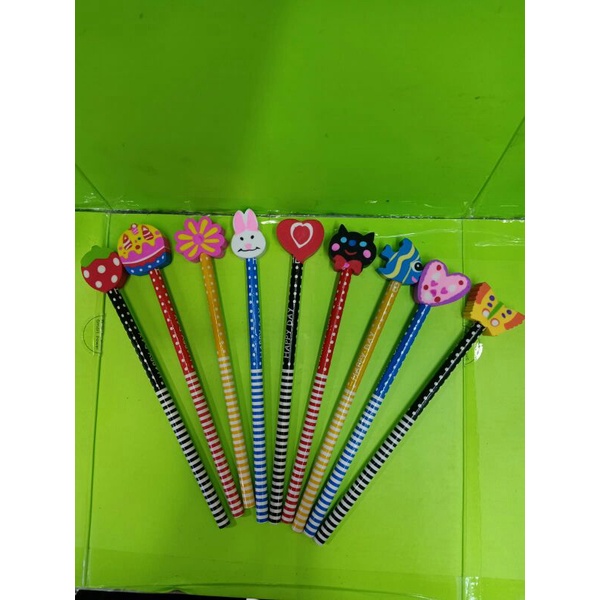

pensil dan penghapus karakter lucu satuan